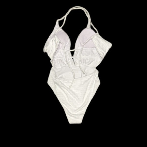 White One Piece Swimsuit Cut‎ Out Criss Cross Backless Size S - Picture 6 of 7